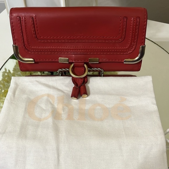 FINAL PRICE Chloé Marcie Continental Long wallet in soft red leather. - Picture 15 of 16